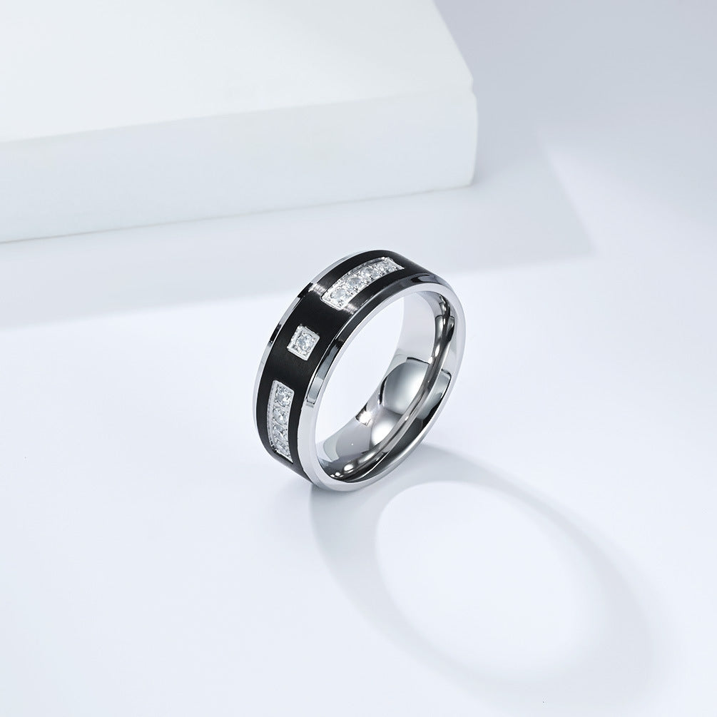 Planderful Collection Everyday Genie Two Tone Stainless Steel Zircon Ring Unisex Gift for Men and Women