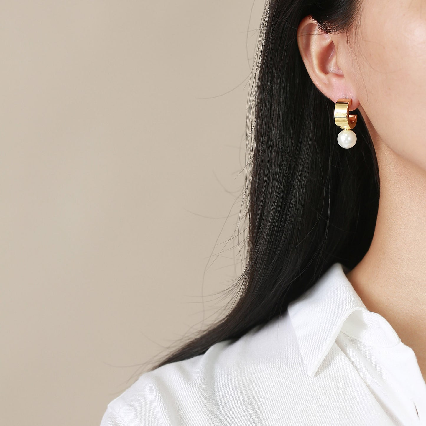 Imitation Pearl Earrings Copper Material Gold Women Fashion