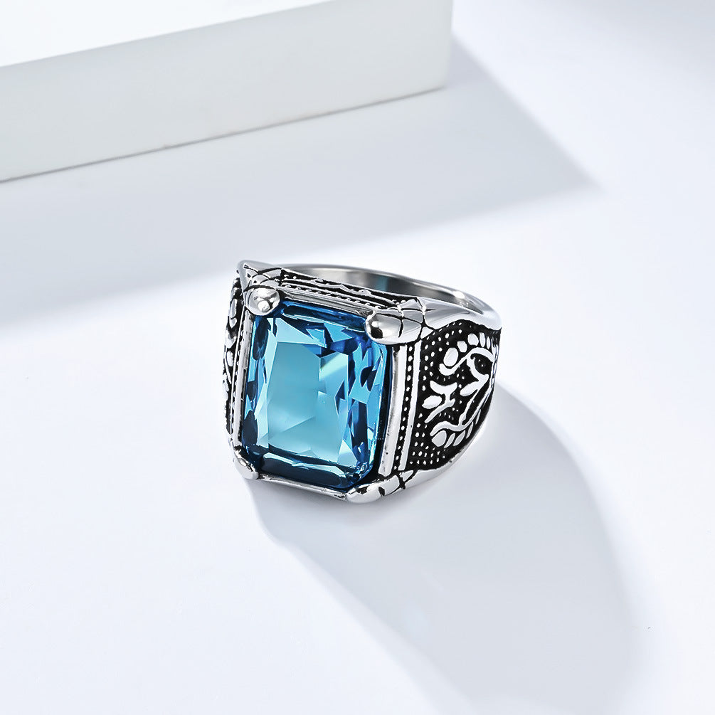 Imitation Gemstone Ring – Vintage Men's Ring