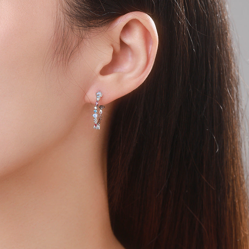 Elegant S925 Pure Silver Zircon Earrings for Women - Korean Style