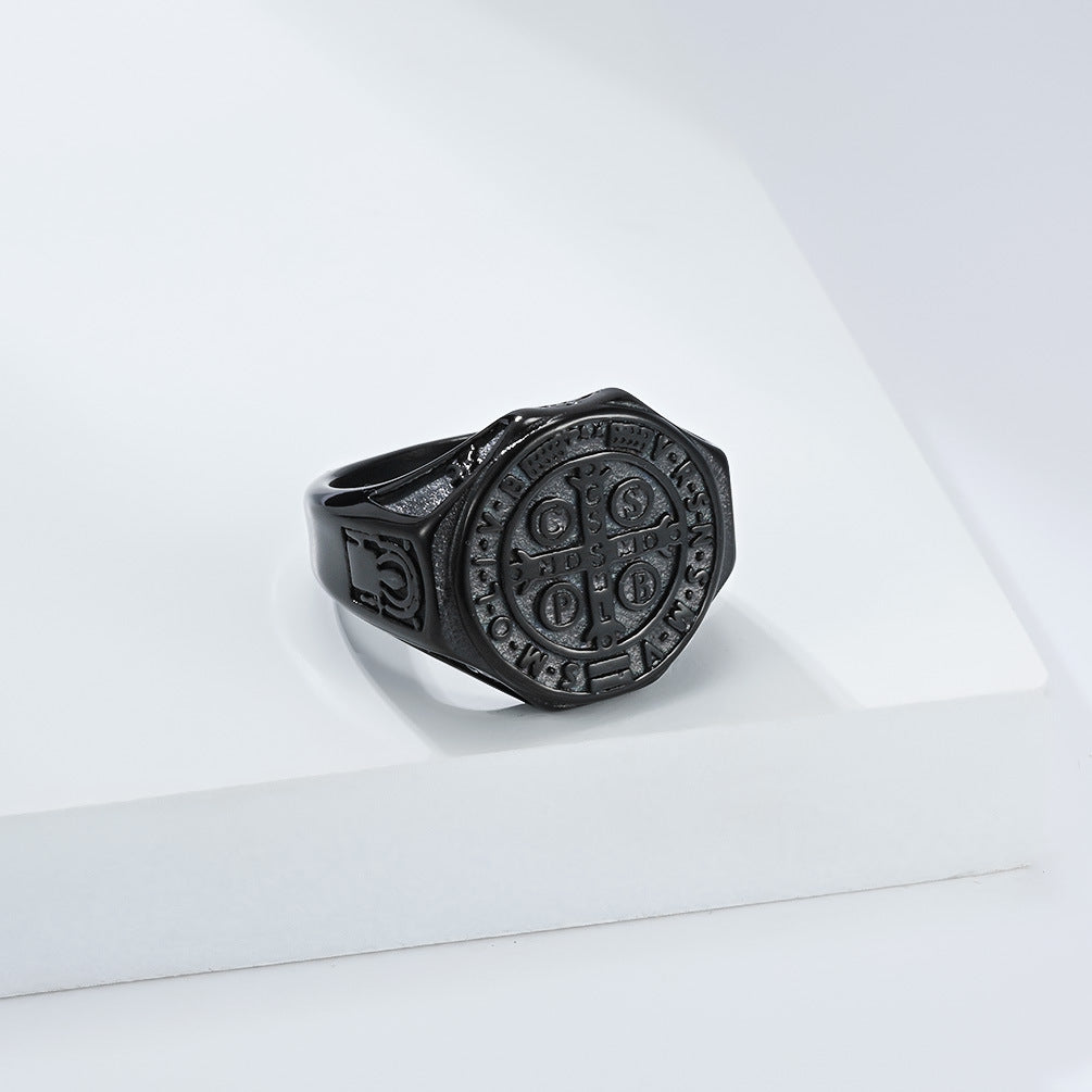 Saint Benedict Medallion Signet Ring — Three Finishes