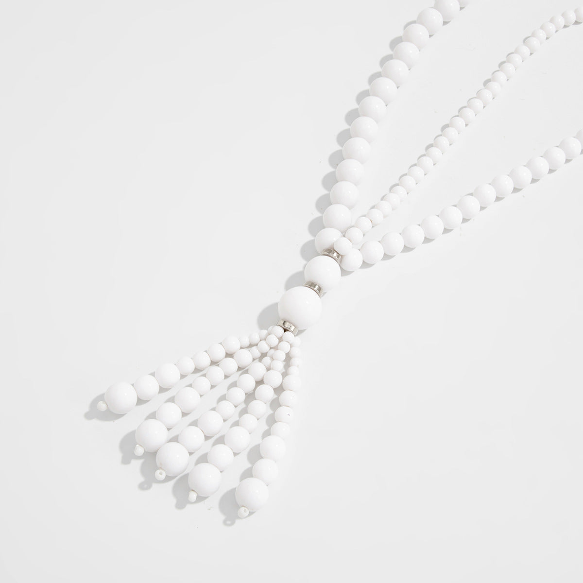Knotted Pearl & Crystal-Style Tassel Necklace