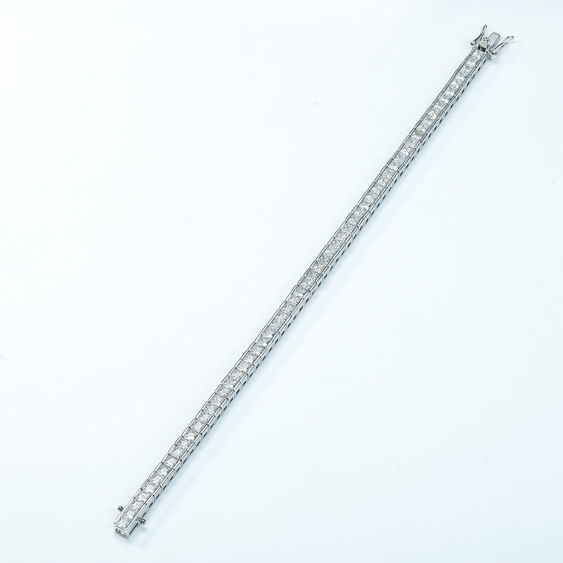 S925 Sterling Silver Zircon Box Chain Bracelet