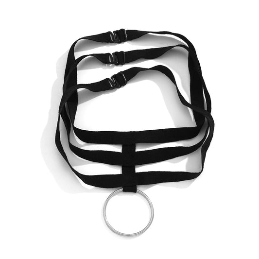 Planderful Punk Ring Pendant Necklace Vienna Verve Multi Layer Metal Chain For Women