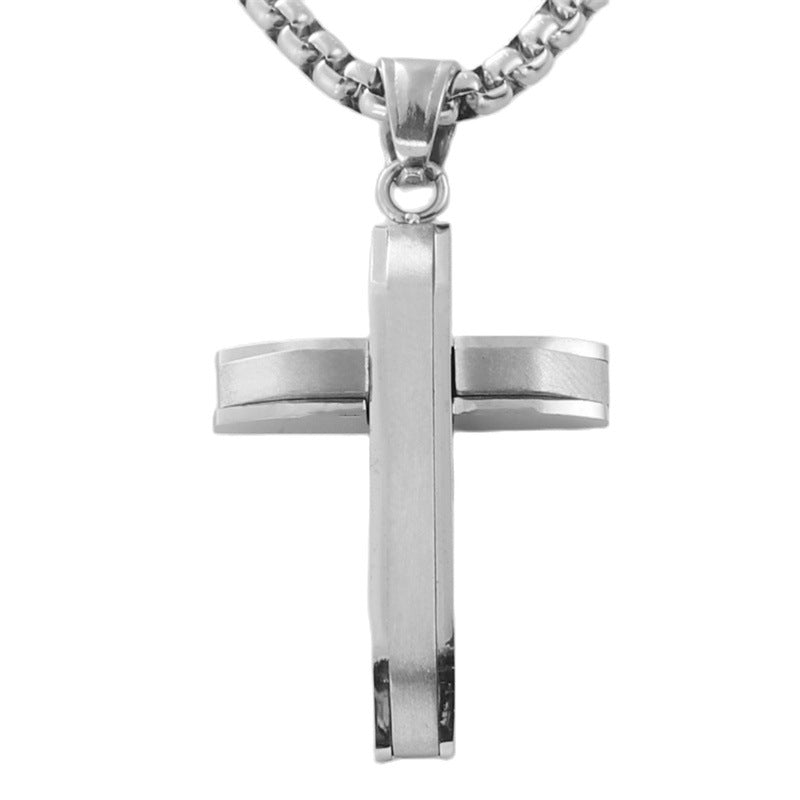 Stylish Personalized Titanium Steel Cross Pendant Necklace for Men