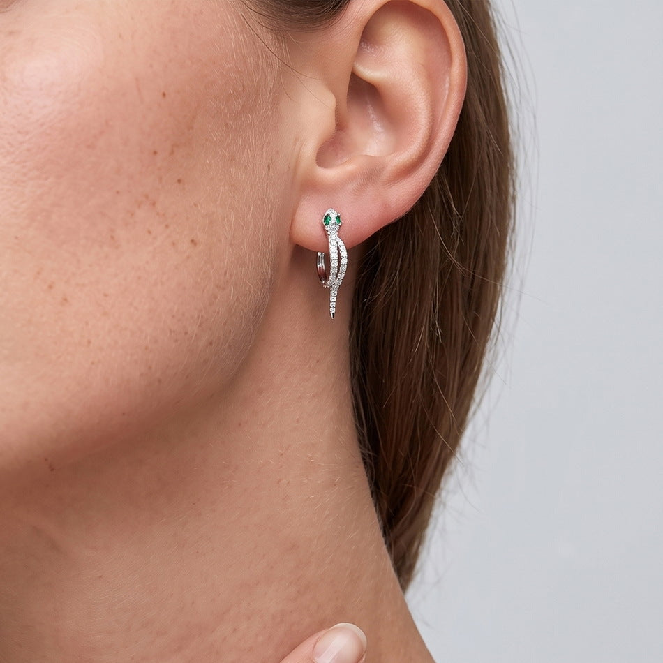 S925 Sterling Silver Snake Hoop Earrings