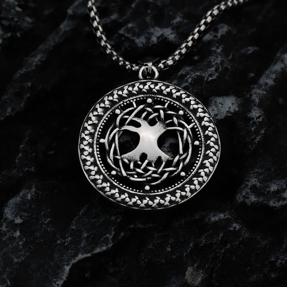 Retro Stainless Steel Men's Pendant Double Sided Necklace