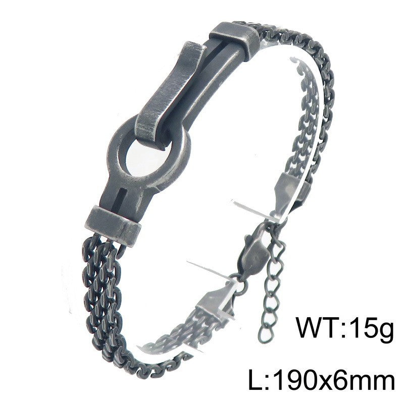 Adjustable Extension Chain – Rock Bottle Opener Shape Bent Mesh Chain Stainless Steel Bracelet