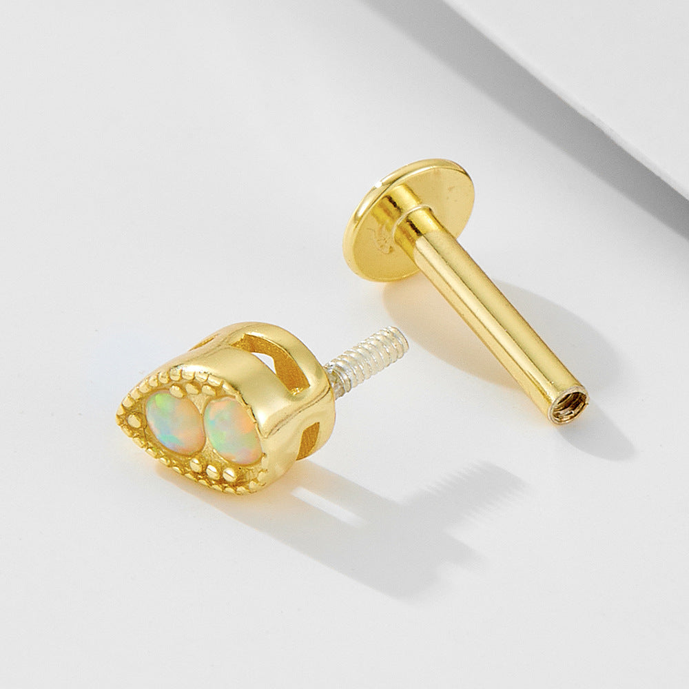 Planderful S925 Sterling Silver Opal Earrings Geometric Water Drop Design For Women