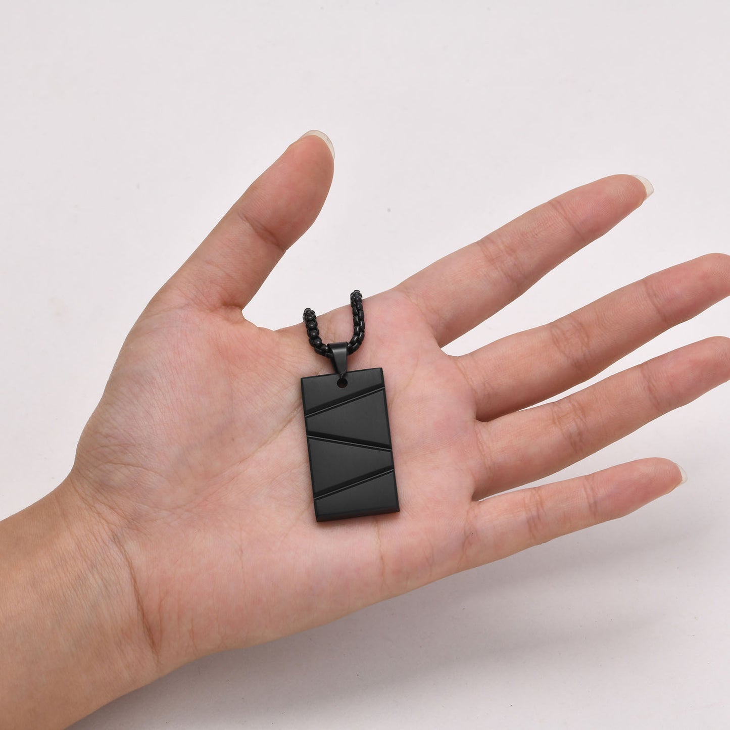 Titanium Steel Geometric Pendant Necklace for Men Engrave