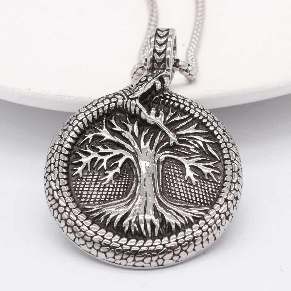 Planderful Viking Life Tree Pendant Titanium Steel Necklace For Men And Women Unisex Protection Statement