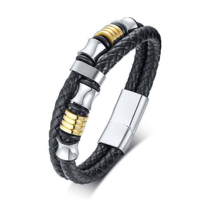 Cross-Border Jewelry Bracelet Men's Woven Leather Rope