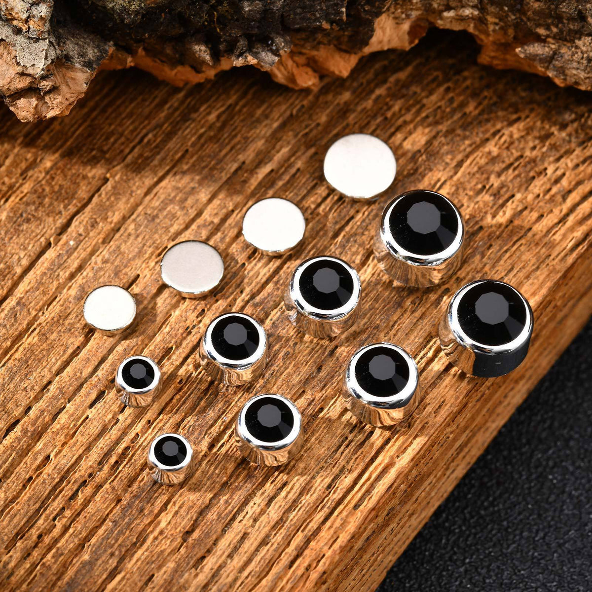 Zircon Stud Earrings — Black or Clear, 4–8 mm