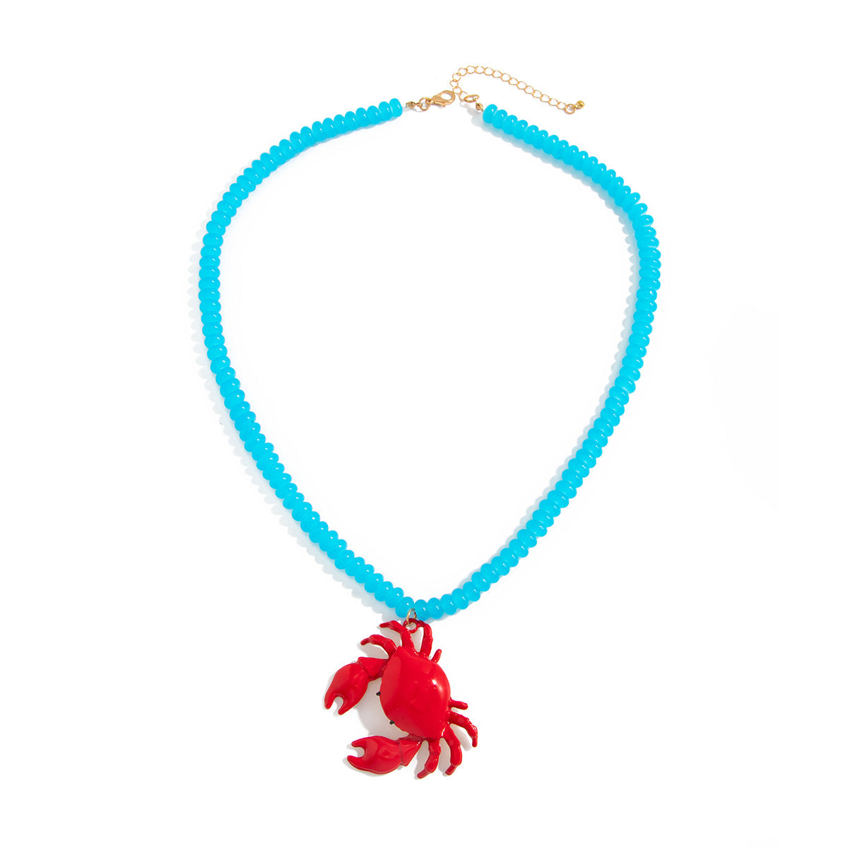 Crab & Lobster Beaded Pendant Necklace