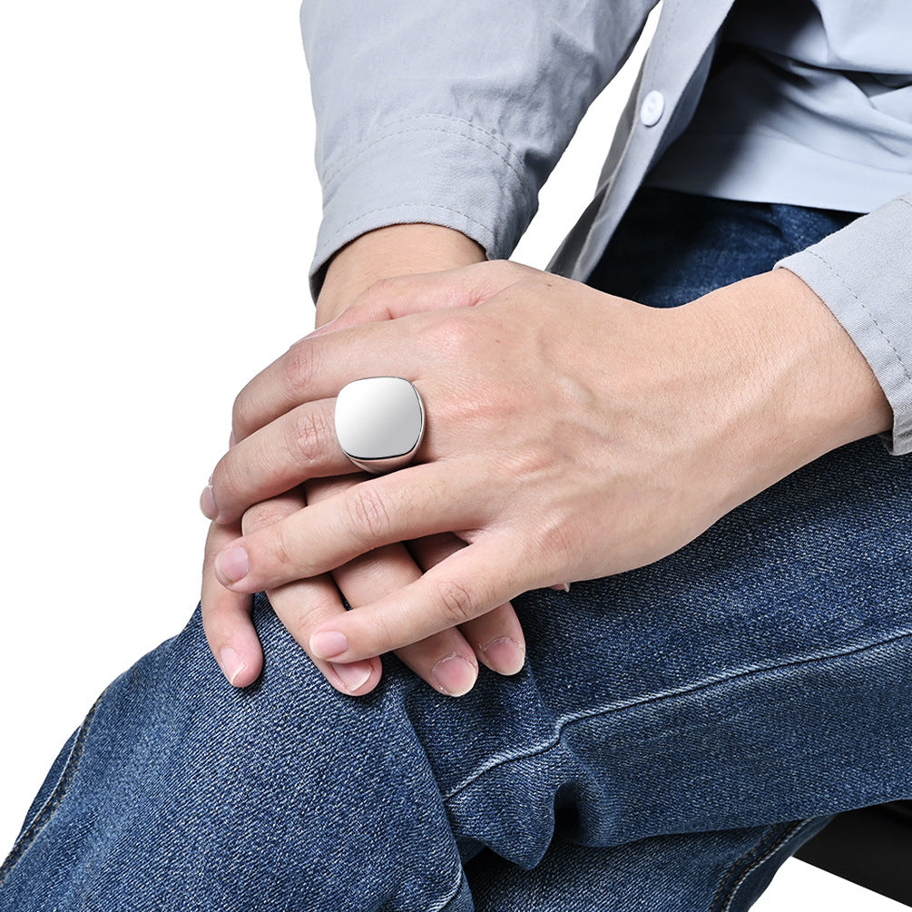 Cross-Border Cold Neutral Wind Titanium Steel Ring for Men