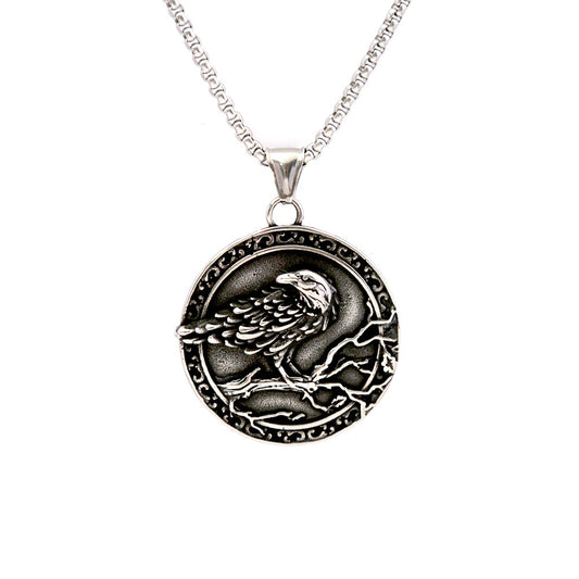 Personalized Retro Titanium Steel Crow Pendant Necklace for Men