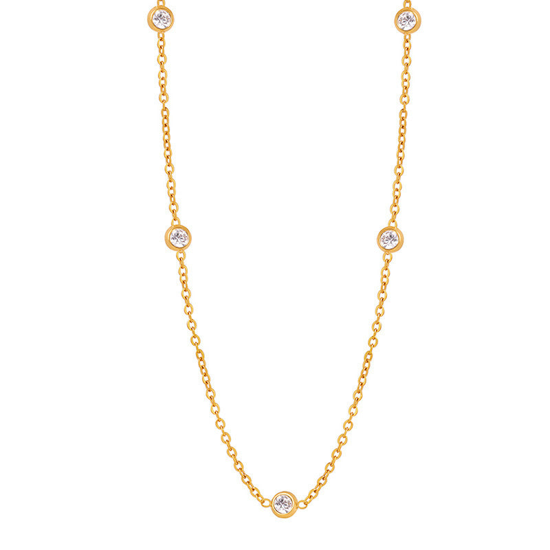 Modern Elegance: Stylish Titanium Steel Necklace with Zircon Inlay