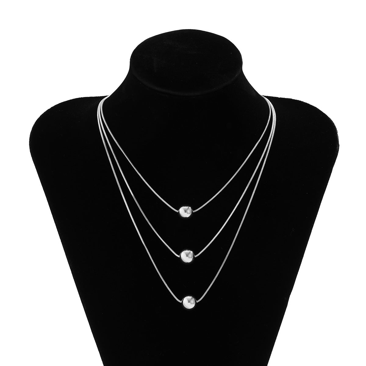 Planderful Vienna Verve Snake Bone Chain Necklace Multi Layer Bold Bead Pendant For Women Statement Jewelry