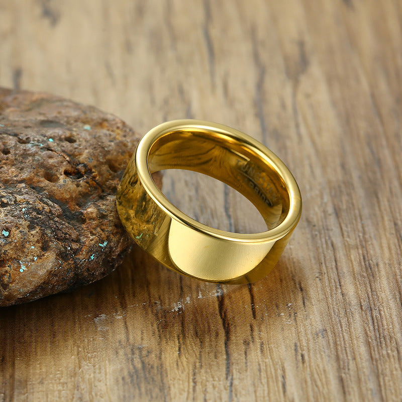 European And American Accessories Gold Simple Men's Tungsten Steel Ring