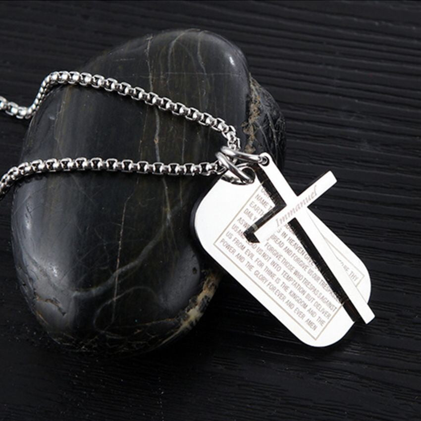 1. Planderful Titanium Steel Cross Necklace for Men – European American Street Style Pendant Gift for Him