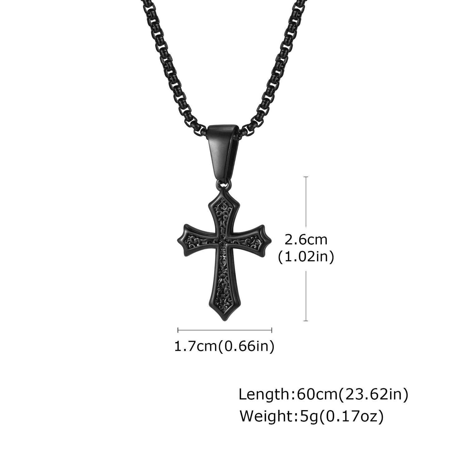 Personalized Men's Black Stainless Steel Cross Pendant Necklace