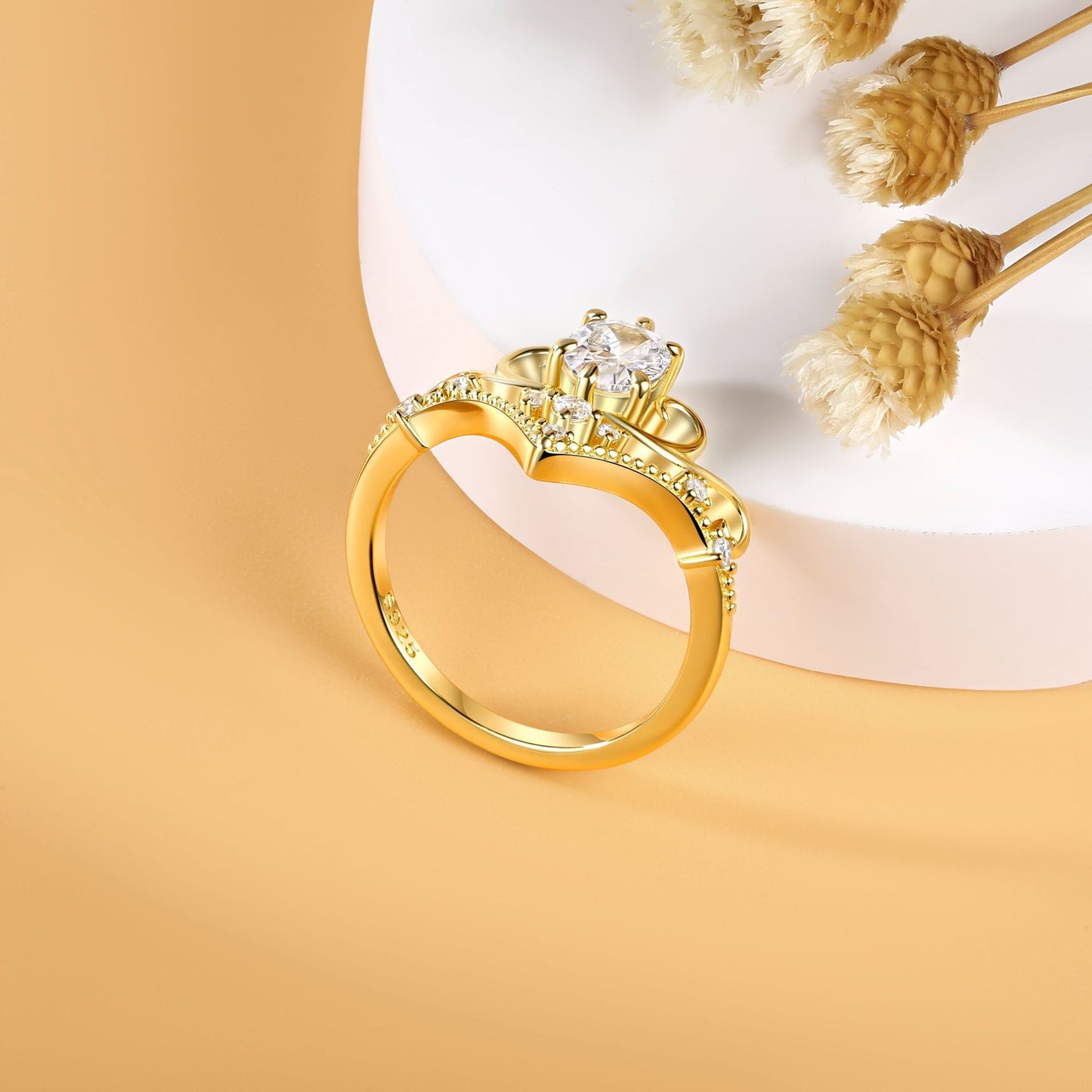 Cross-Border 18k Gold Electroplating Court Retro Crown Ring