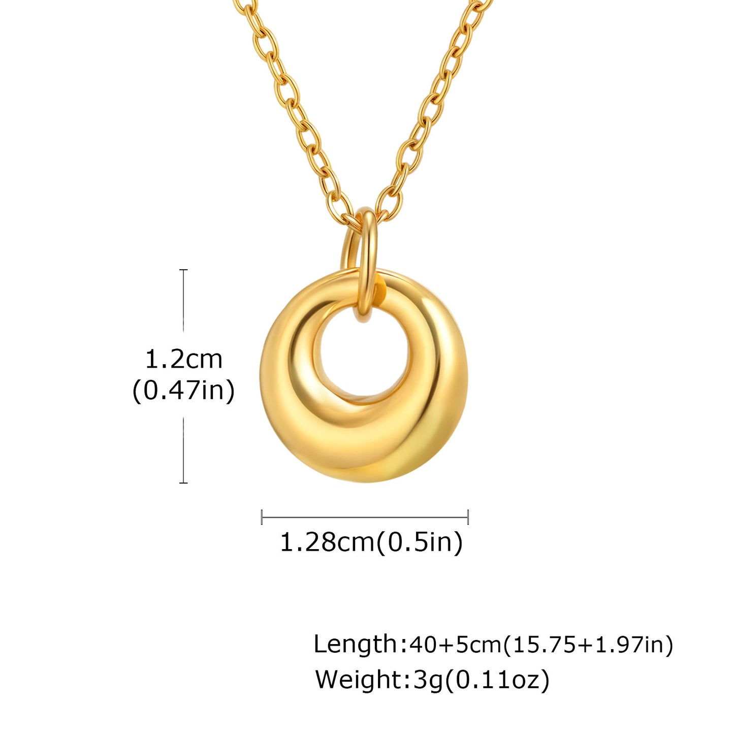 Stainless Steel Gold-Plated Geometric Ring Pendant Collarbone Chain Necklace