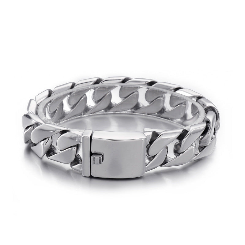 Men's Daily Casting Smooth Sand Men's Stainless Steel Cuban Chain Bracelet