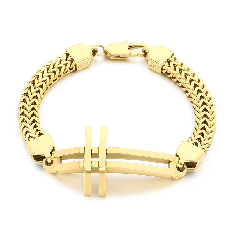 Street Shot Stainless Steel Keel Chain Men's Bracelet – Design Hollow Cross