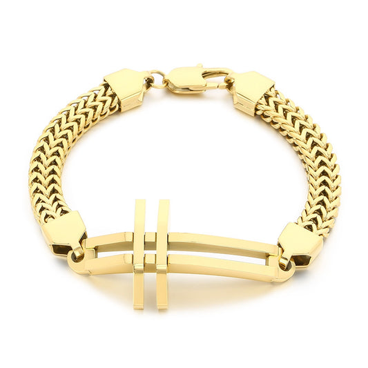 Street Shot Stainless Steel Keel Chain Men's Bracelet – Design Hollow Cross