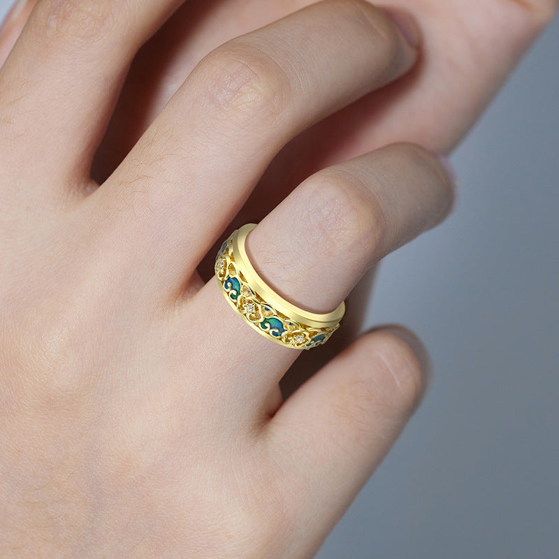 Original New Chinese Ruyi Cloud Pattern Ring for Women 925 Guochao Silver Jewelry