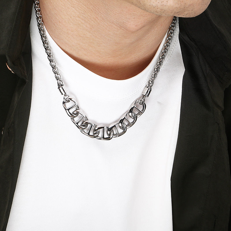 Collarbone Chain, Hip Hop Pig Nose Chain, Vacuum Electroplated Flower Basket Chain, Stainless Necklace