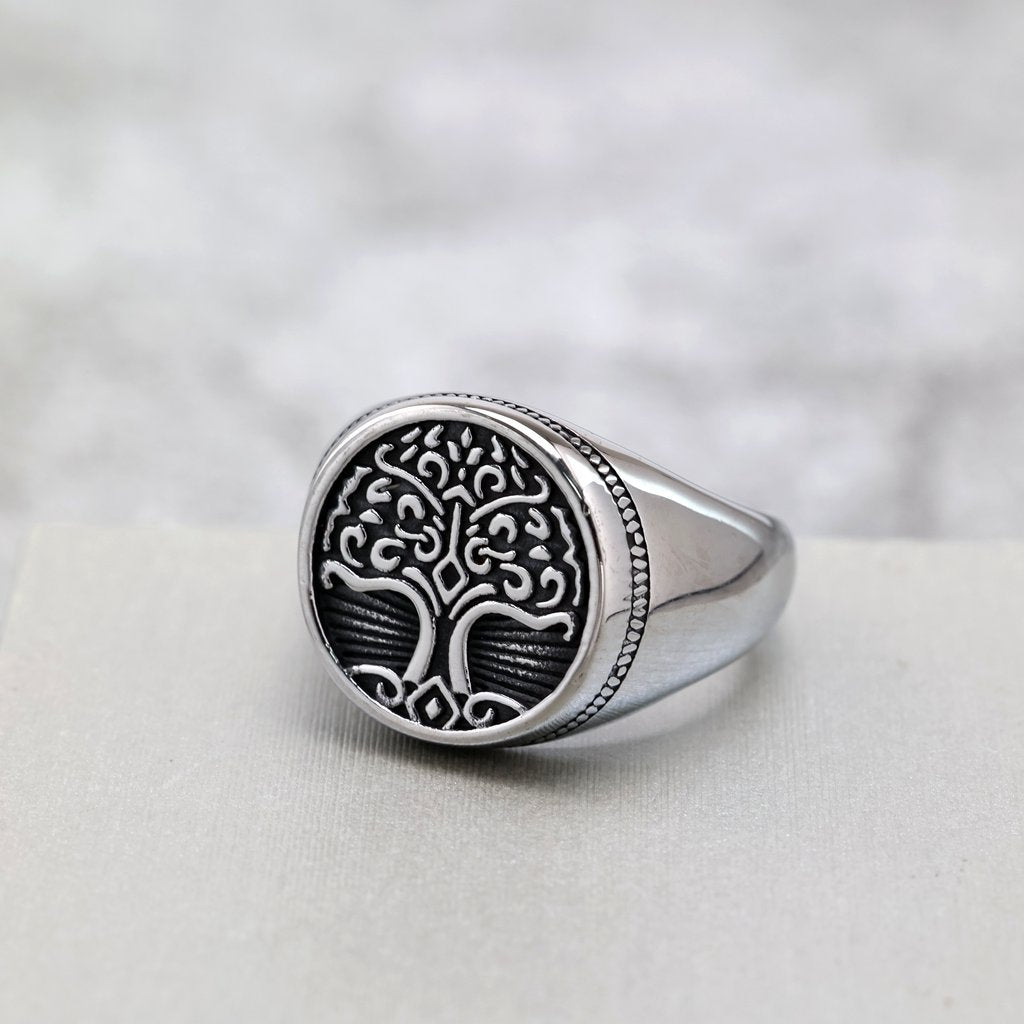 Vintage Tree of Life Viking Stainless Steel Men's Ring