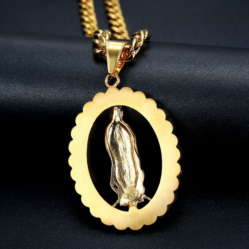 Planderful Titanium Steel Gold Plated Rhinestone Hip Hop Pendant Necklace For Men And Women