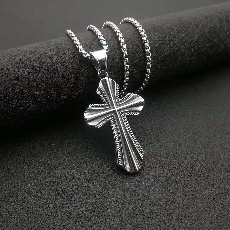 Stainless Steel Necklace – Statement Punk Cross Pendant For Everyday Religious Style