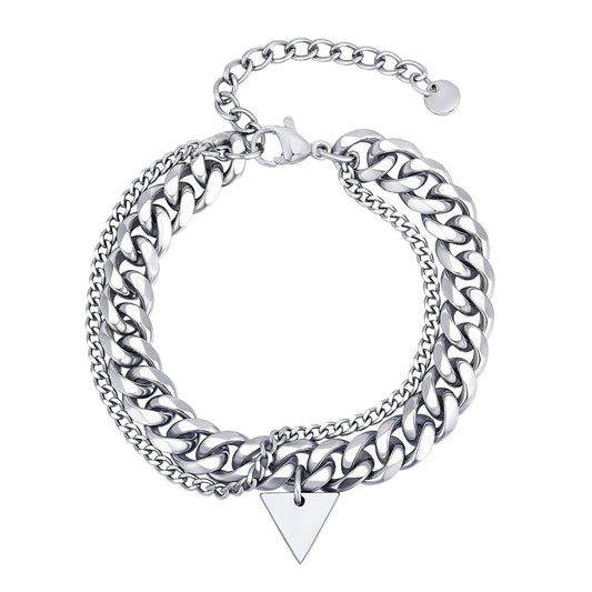 Planderful Double Layer Stainless Triangle Bracelet Men