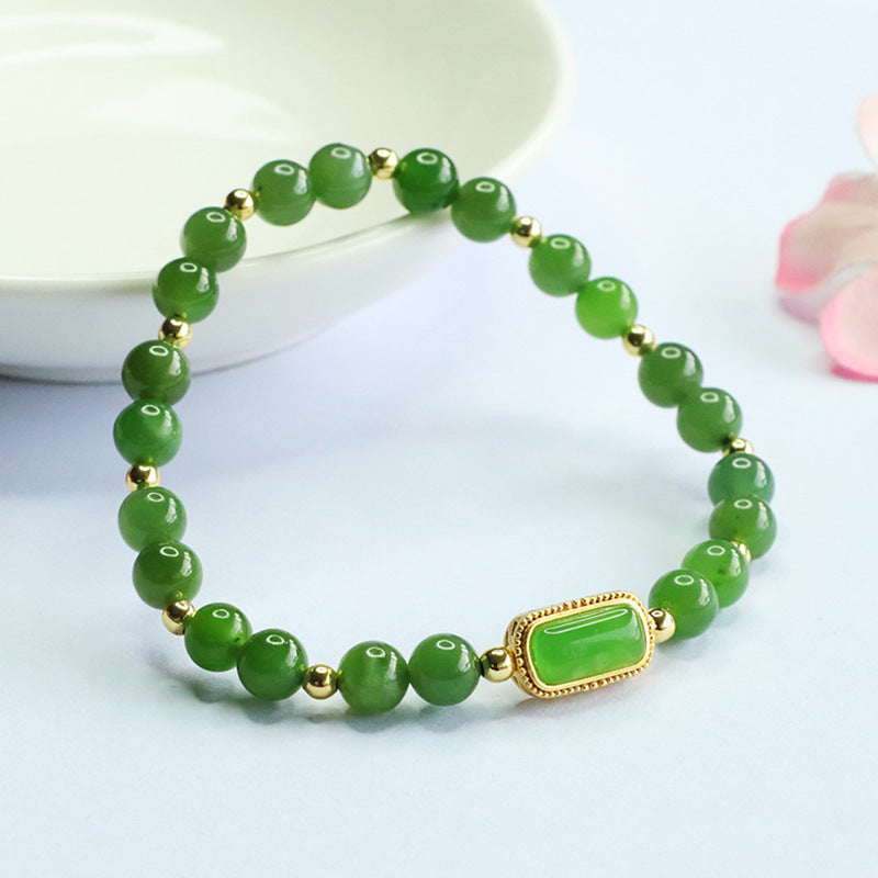 Hetian Jasper Gold-Tone Bracelet