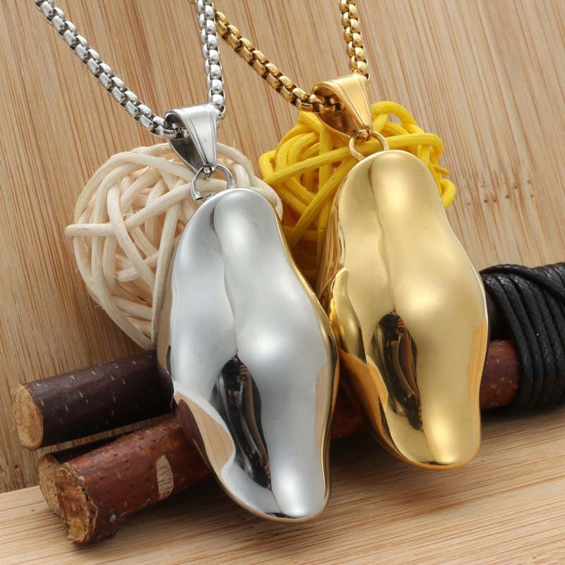 Punk Style Glossy Titanium Steel Ingot Pendant Necklace for Men - Retro Trendy Design by Planderful