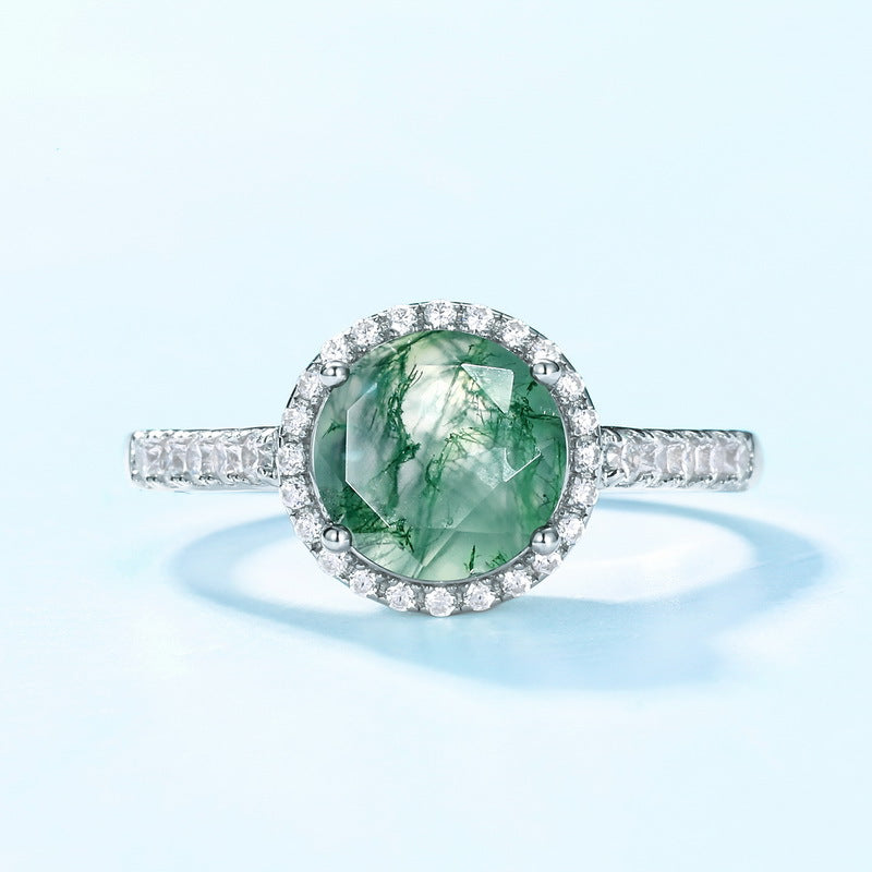 S925 Sterling Silver Moss Agate Signature Ring