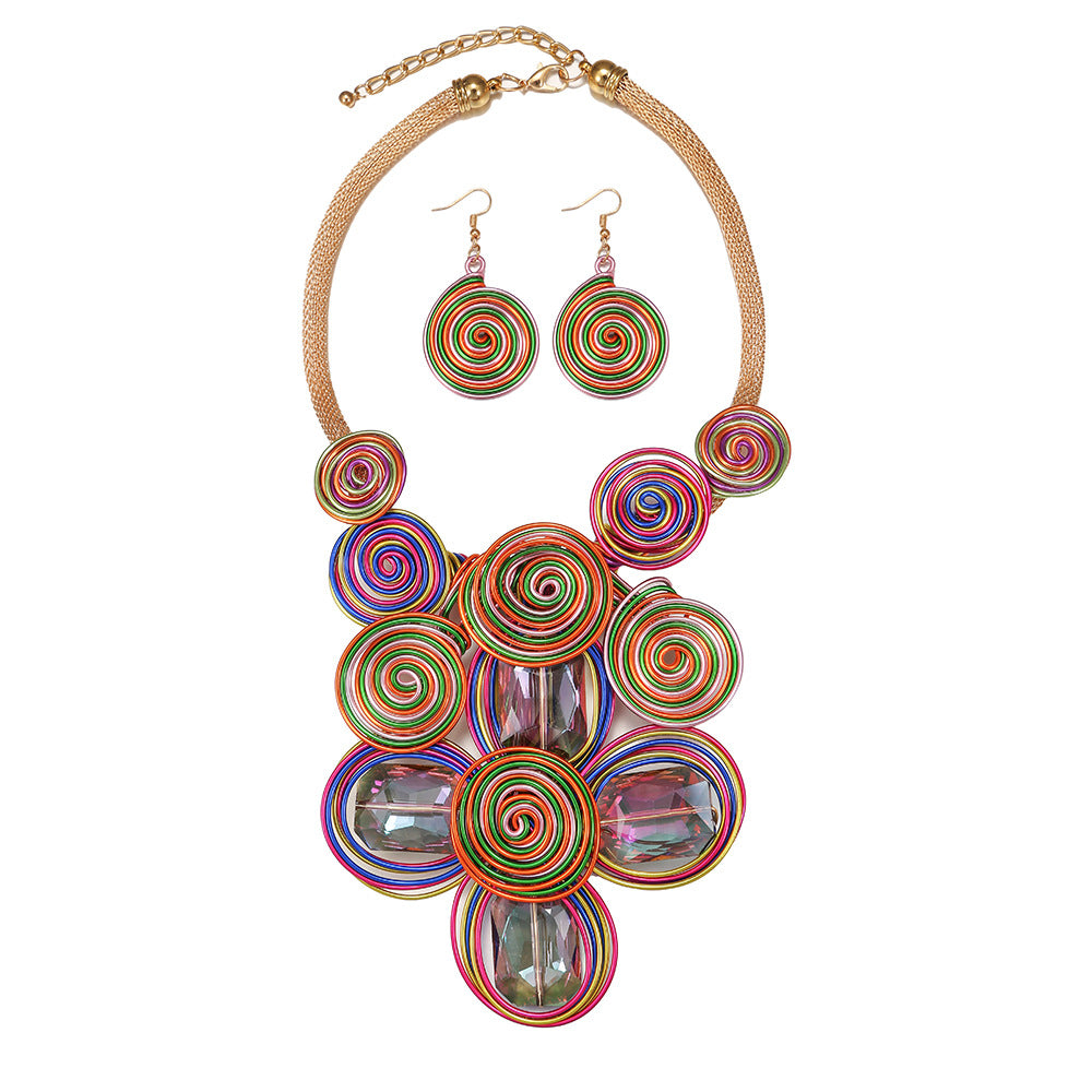 Exquisite Handcrafted Aluminum and Glass Necklace Set