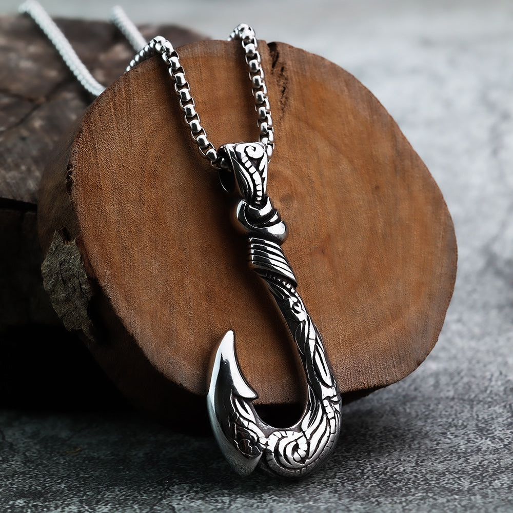 European and American Fashion Men's Retro Fish Hook Pendant