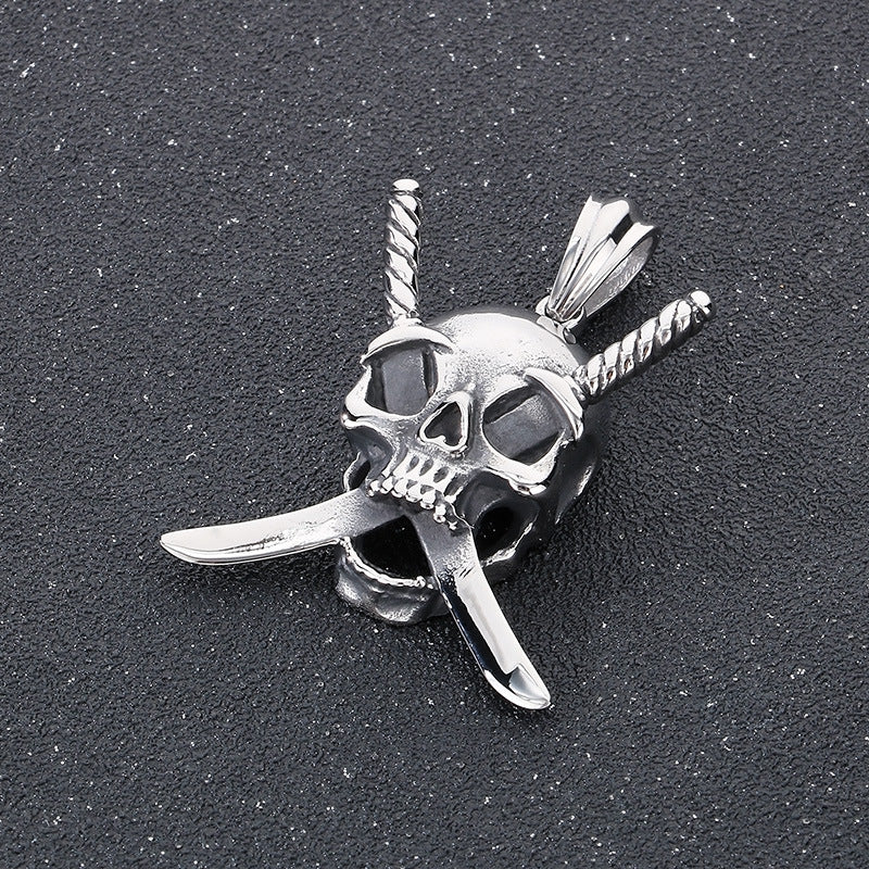 Pirates Of The Caribbean Film And Television, Punk Style Gothic Skull Titanium Steel Necklace