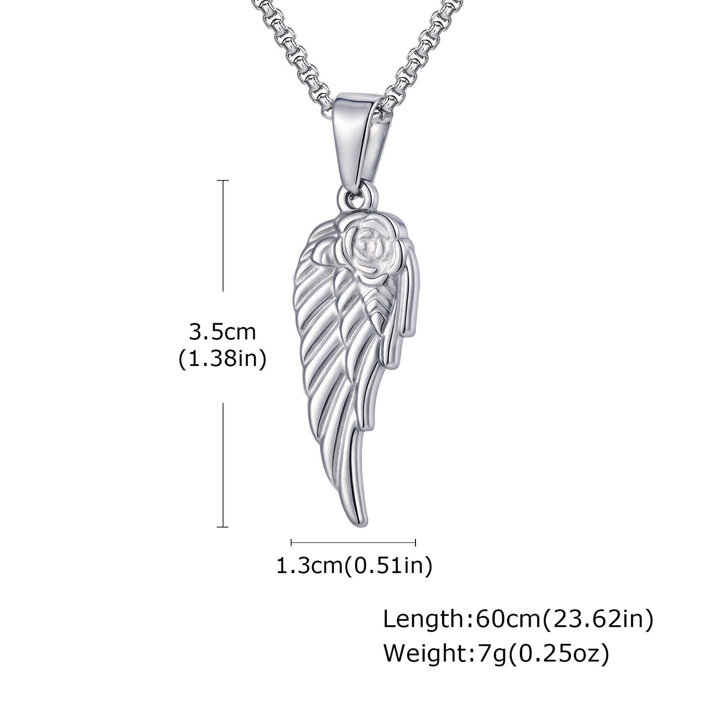 Planderful Mens Personalized Rose Wing Pendant Necklace