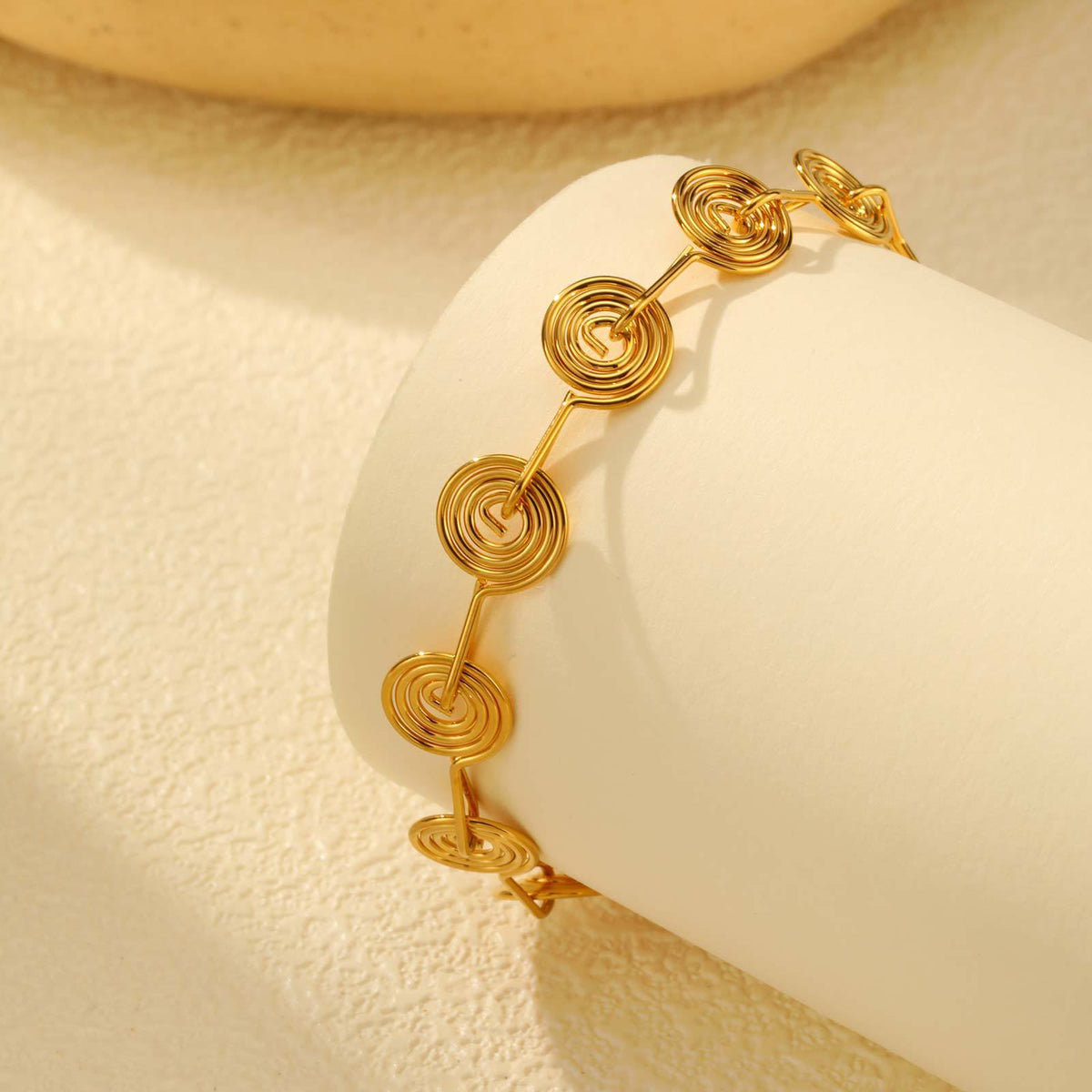 Women's – Stainless Steel Geometric Spiral Bracelet Necklace