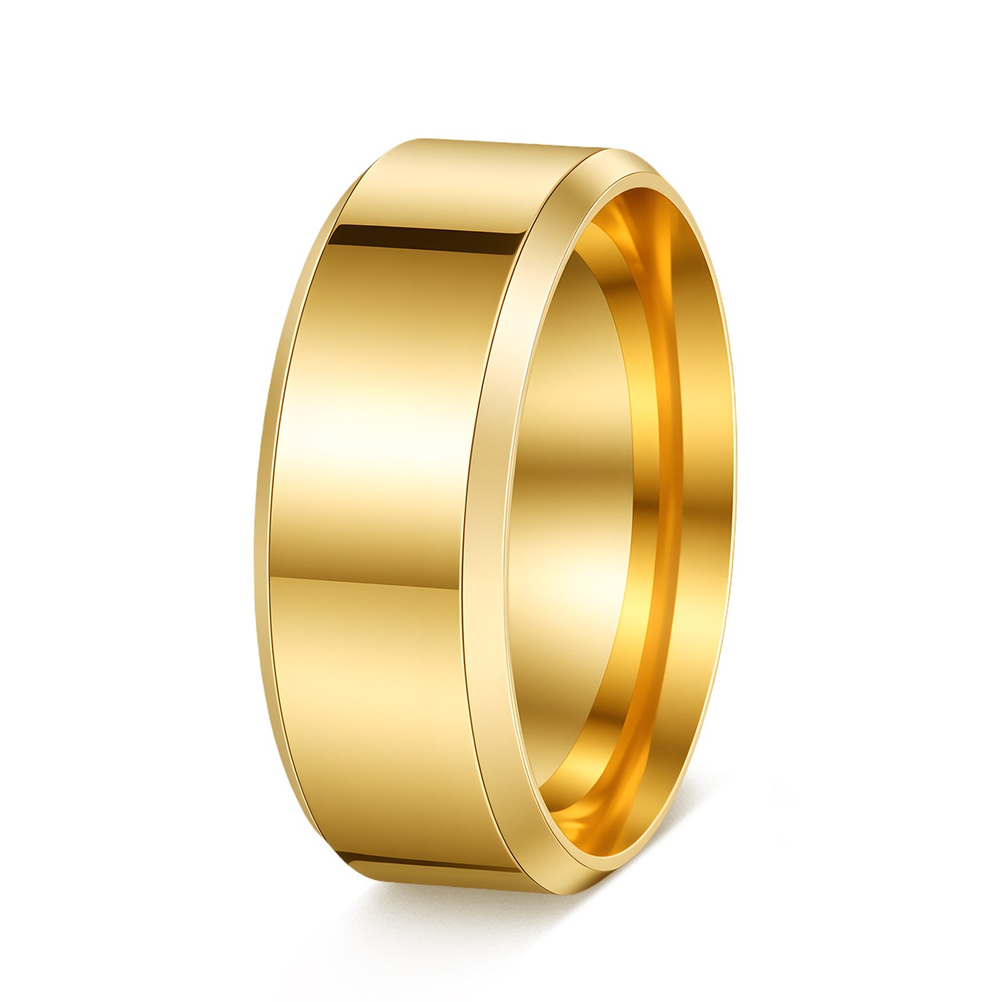 Planderful Everyday Genie Titanium Steel Ring Unisex 4mm 6mm 8mm Glossy Double Beveled Finish