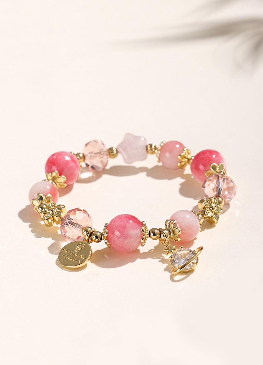 Planderful Fortune's Favor Bracelet – Elegant Cherry Blossom Stone Beads