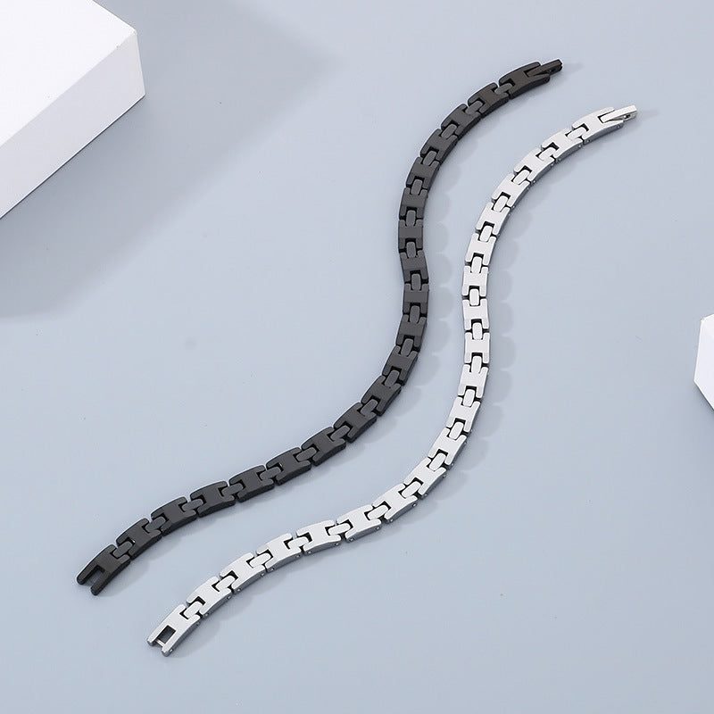 Planderful Mens Tungsten Steel Bracelet Durable H Shape