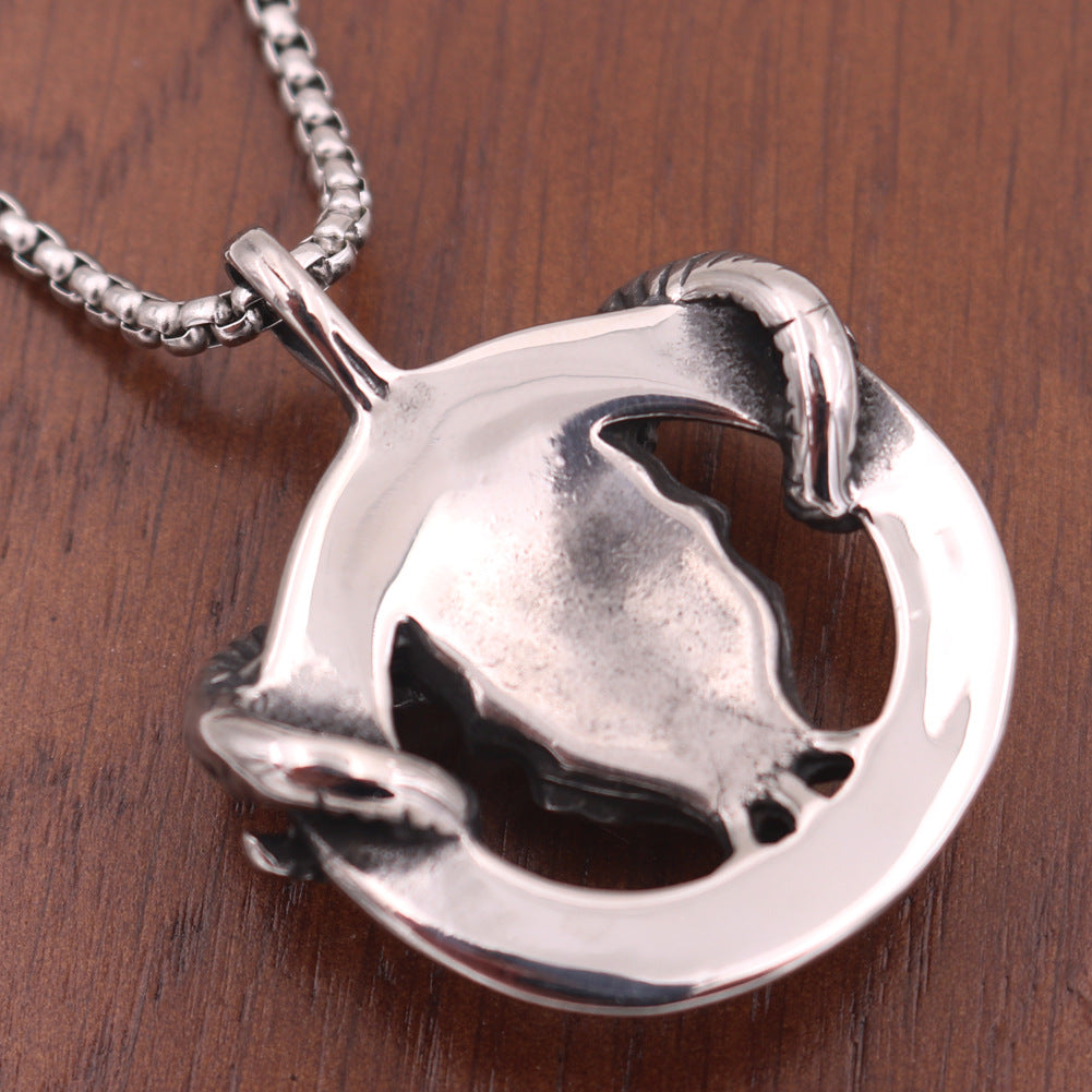 Nordic Viking Odin Lunavan Titanium Steel Sheep Rune Necklace