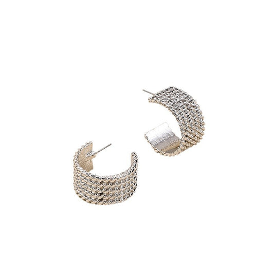 Chic Metal Geometric Earrings with C-Shaped Design