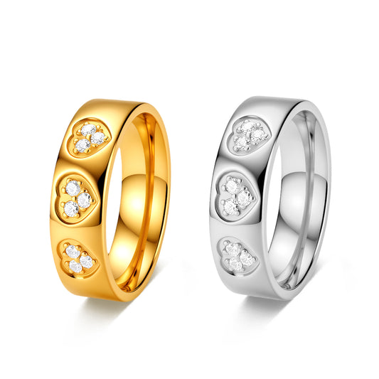 Planderful Everyday Genie Stainless Steel Ring With Peach Heart Zircon Inlay For Women